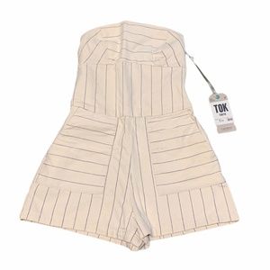 ZARA / TRAFALUC PINSTRIPE STRAPLESS ROMPER